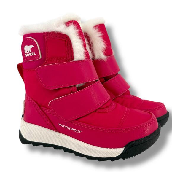 Sorel Whitney II Hot Pink Faux Fur Snow Boots Baby Girl Size 4 Waterproof - Picture 1 of 10